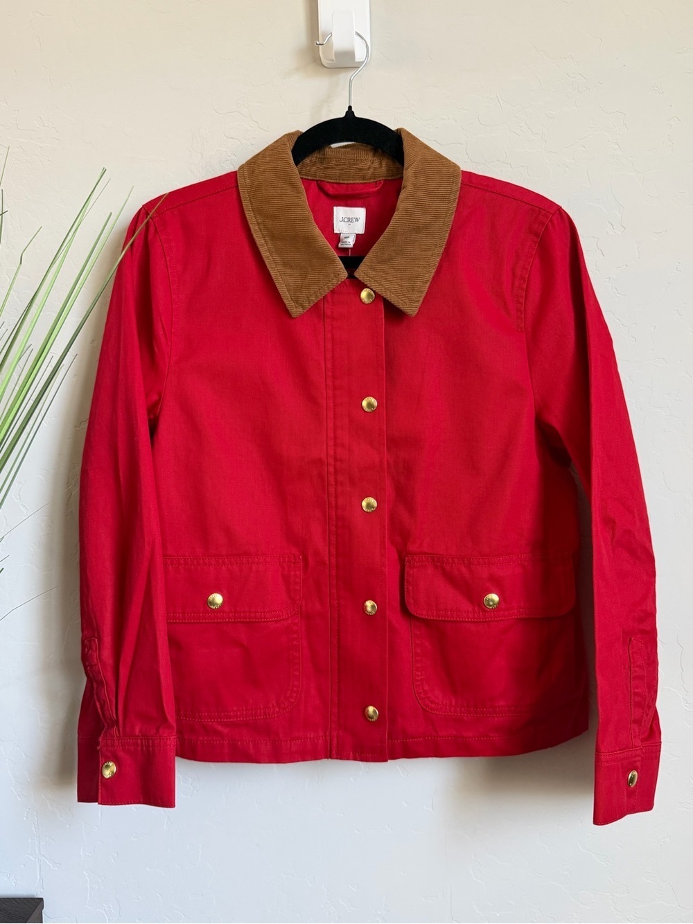 J.Crew Factory Field Jacket Cardinal Red Corduroy Collar NWT